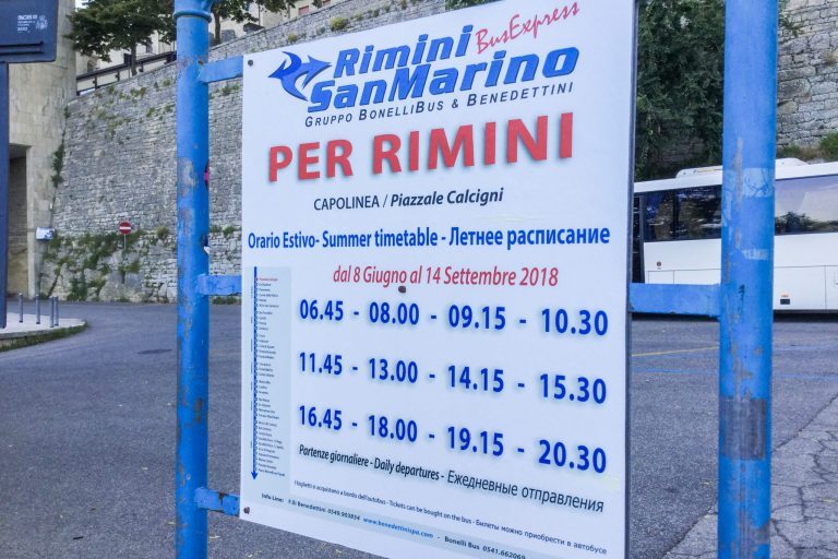 Rimini-San Marino -bussiaikataulut.