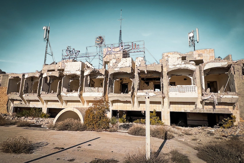 Pommitettu rakennus Maaloulassa, Syyriassa